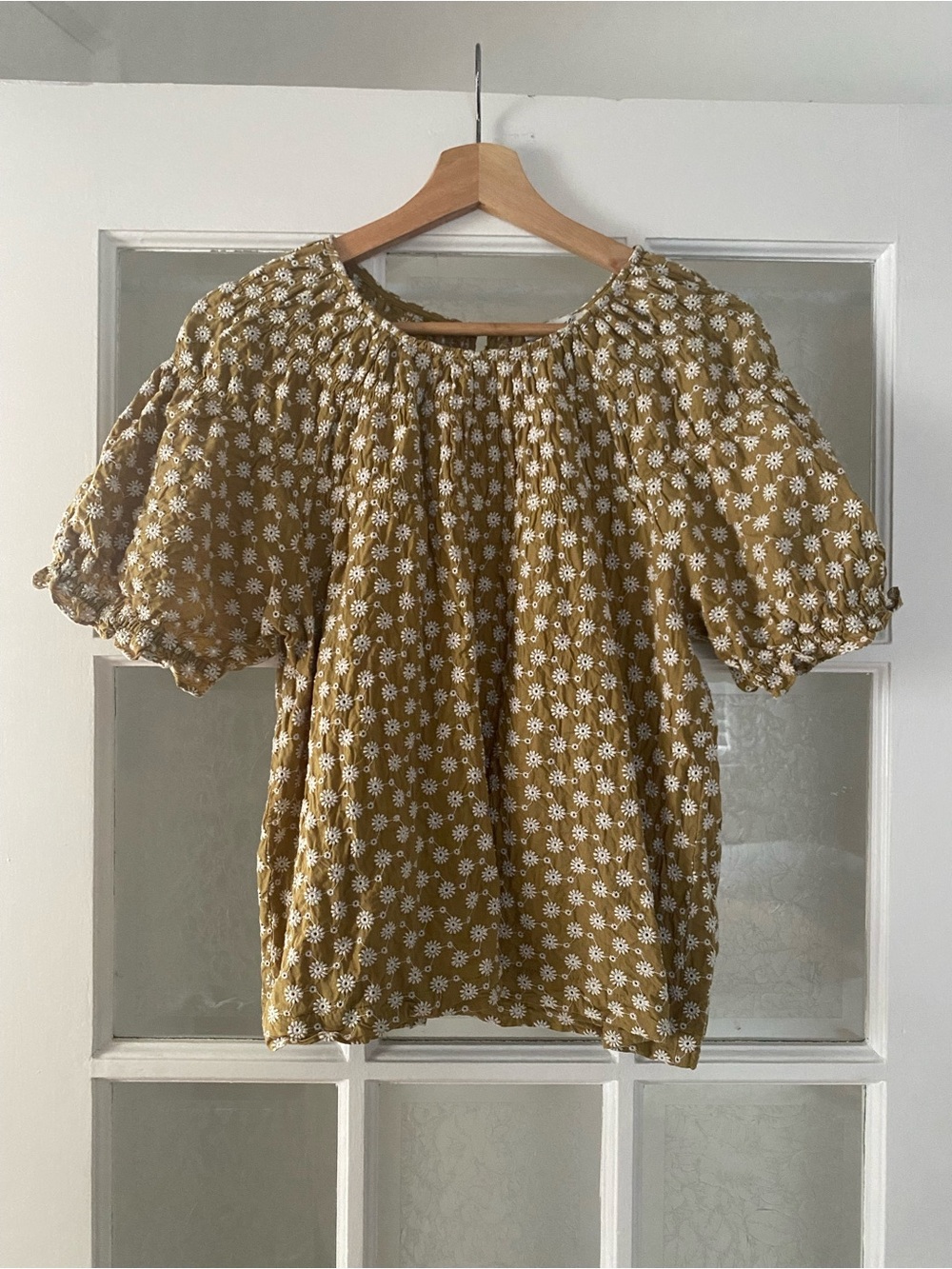Madewell Yellow Daisy Puff-Sleeve Peasant Blouse